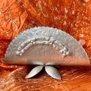 Vintage Hammered Aluminum Napkin (or letter) Holder - Mid Century